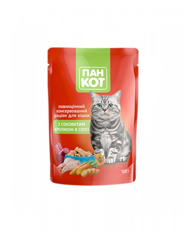Пан Кіт Для дорослих котів із кроликом у соусі
