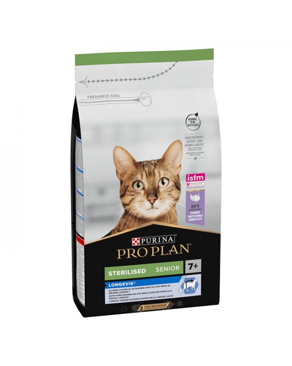 Pro Plan Cat Sterilised Turkey 7+ для стерилизованных котов с индейкой, старше 7 лет.