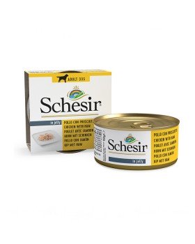 Schesir Dog Chicken Ham Для дорослих собак з курячим філе та шинкою в желе, 150 гр Schesir Dog Chicken Ham Для дорослих собак з курячим філе та шинкою в желе, 150 гр