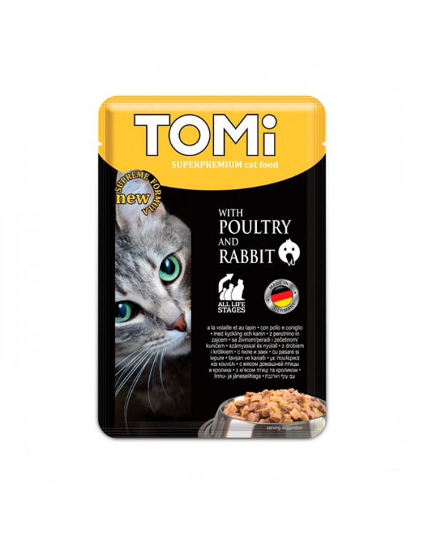 TOMi poultry rabbit Консерва для  котов с птицей и кроликом в соусе