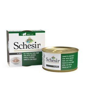 Schesir Cat Tuna & Chicken Для взрослых кошек с тунцом и куриным филе в желе, 85 гр