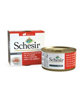 Schesir Cat Tuna & Prawns Для взрослых кошек с тунцом и креветками в желе, 85 гр