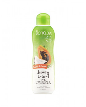 TropiClean LUXURY 2-in-1 Papaya & Coconut - Папайя и Кокос - увлажняющий шампунь кондиционер для собак и кошек