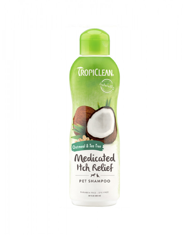 TropiClean MEDICATED ITCH RELIEF Oatmeal & Tea Tree - Овсяная мука и Чайное дерево - шампунь для сухой раздраженной кожи собак