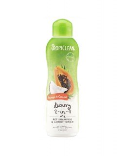 TropiClean LUXURY 2-in-1 Papaya & Coconut - Папайя и Кокос - увлажняющий шампунь кондиционер для собак и кошек