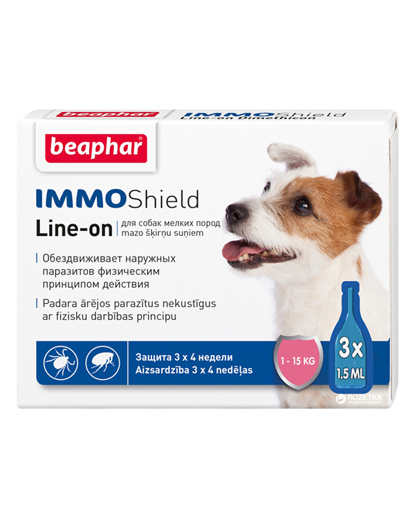 Beaphar Краплі IMMO Shield Диметикон Line-on від паразитів для собак середніх порід, від 1 до 15 кг