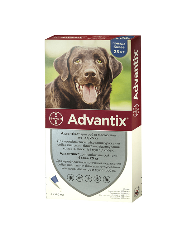 Bayer Advantix краплі від бліх і кліщів д/соб. більше 25 кг.