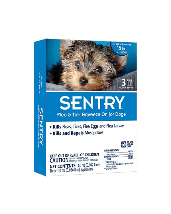 Sentry Краплі від бліх, кліщів і комарів для собак вагою до 7 кг, 1 мл