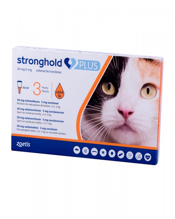 Stronghold (Стронгхолд) Засіб від бліх, кліщів і глистів для кішок вагою 2.5-5 кг