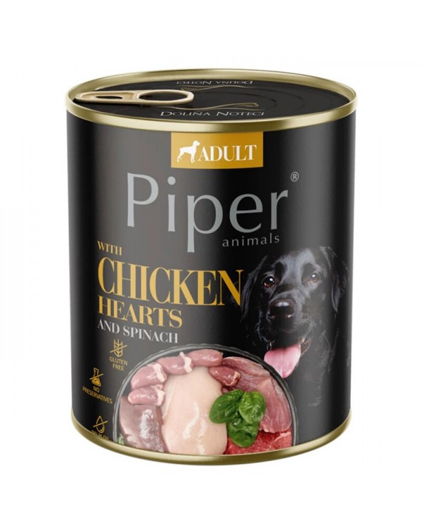 Dolina Noteci Piper Chicken Hearts Консервований корм для дорослих собак з курячими серцями та шпинатом Dolina Noteci Piper Chicken Hearts Консервований корм для дорослих собак з курячими серцями та шпинатом