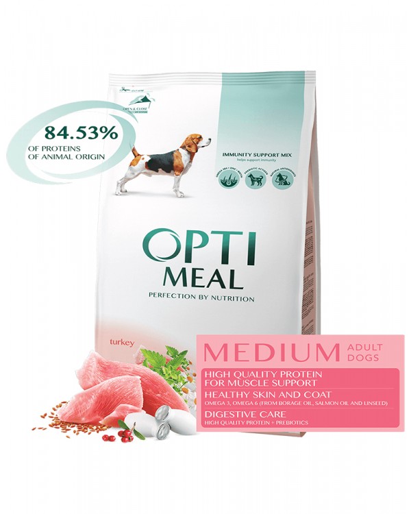 OptiMeal Для дорослих собак середніх порід (від 10 до 25 кг) - індичка
