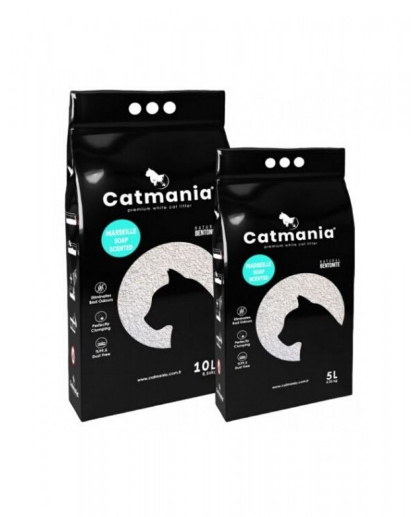 Catmania Бентонітовий наповнювач з запахом марсельського мила, бірюзові гранули